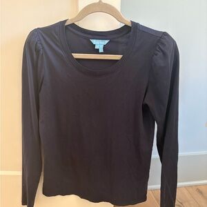 Draper James Navy Long Sleeve Top